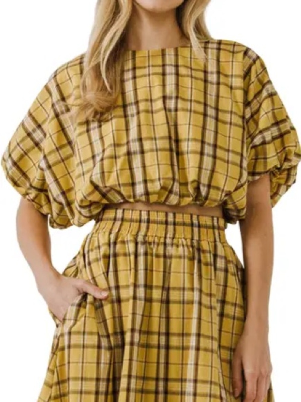 English Factory Plaid Cropped Top
